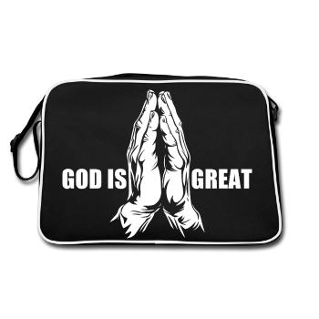 God is great - praying - prayer - praying hands - Retro Bag - black/white - Back