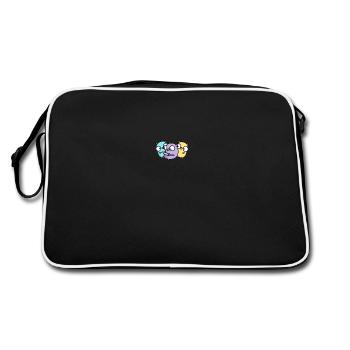 Three cute gophers in pair programming - Retro Bag - black/white - Back