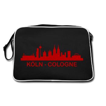 Köln Skyline, Cologne, Allemagne - Sac Retro - noir/blanc - Dos
