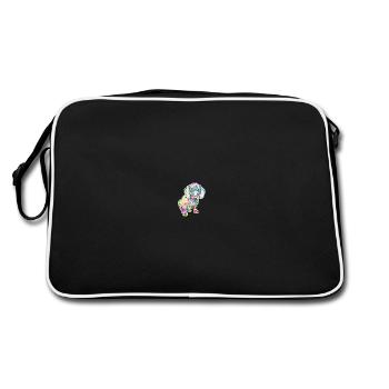 Dackel on Tour - Retro Tasche - Schwarz/Weiß - Hinten