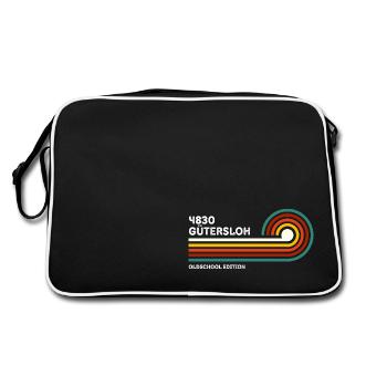 Gütersloh Retro Oldschool 4830 Vintage PLZ Design - Retro Tasche - Schwarz/Weiß - Hinten