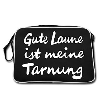 Gute Laune ist meine Tarnung - Retro Tasche - Schwarz/Weiß - Hinten
