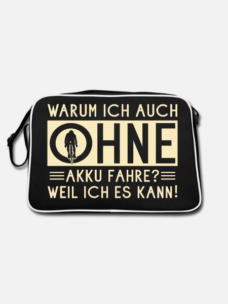 Ohne Akkku Fahrrad Fahrradfahrer - Retro Tasche - Schwarz/Weiß - Hinten