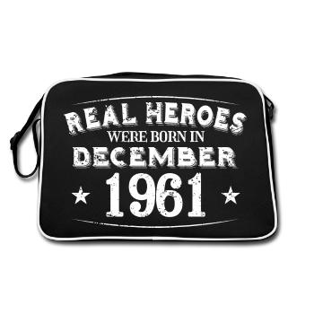 Real Heroes sont nés en Décembre 1961 Anniversaire - Sac Retro - noir/blanc - Dos