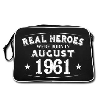 Real Heroes sont nés en Août 1961 Anniversaire - Sac Retro - noir/blanc - Dos