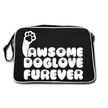 Pawsome Doglove Furever - Awesome Dog Love Forever - Sac Retro - noir/blanc - Dos