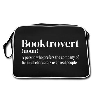 Booktrovert Definition - Retro Bag - black/white - Back