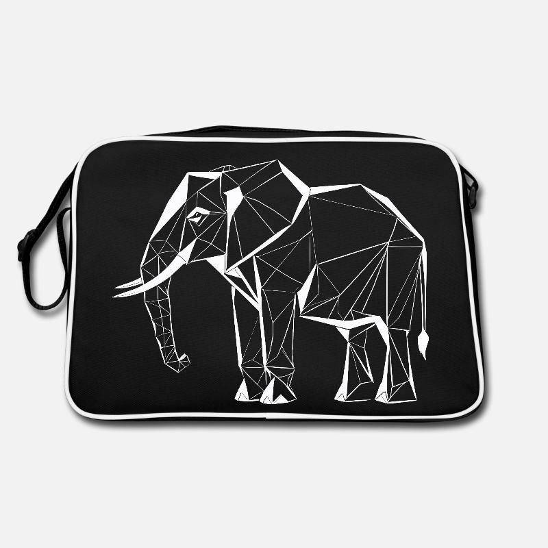 Polygon Elefant – Geometrisches Tierdesign Retro Tasche