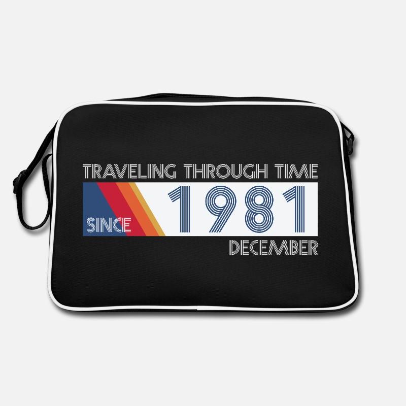 Funny Zeitreise Geburtstags Design December 1981 - Retro Tasche - Schwarz/Weiß