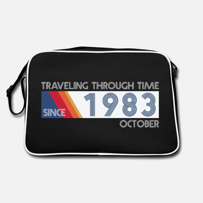 Funny Zeitreise Geburtstags Design October 1983 - Retro Tasche - Schwarz/Weiß