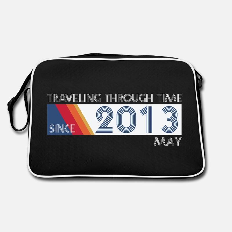 Funny Zeitreise Geburtstags Design May 2013 - Retro Tasche - Schwarz/Weiß