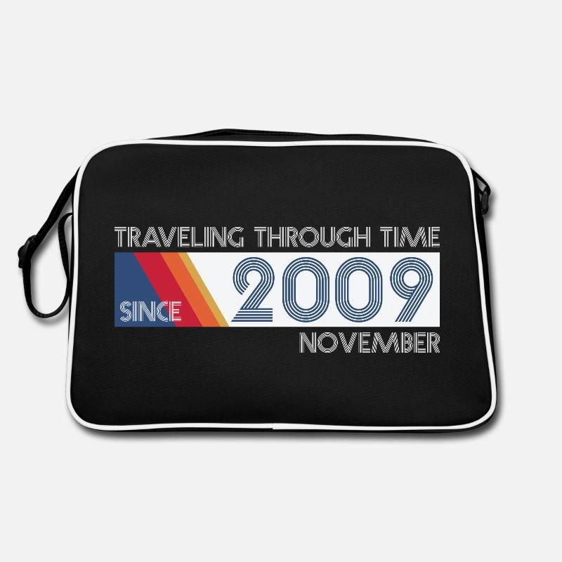Funny Zeitreise Geburtstags Design November 2009 - Retro Tasche - Schwarz/Weiß