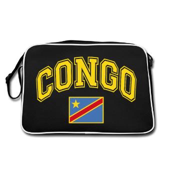 Kongo Flagge - Retro Tasche - Schwarz/Weiß - Hinten