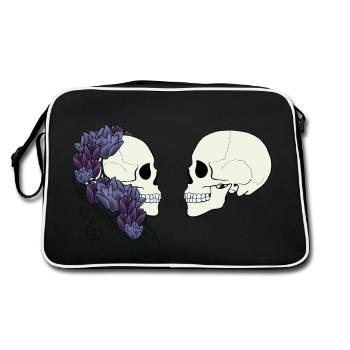 TULIP SKULL COUPLE - Retro Tasche - Schwarz/Weiß - Hinten