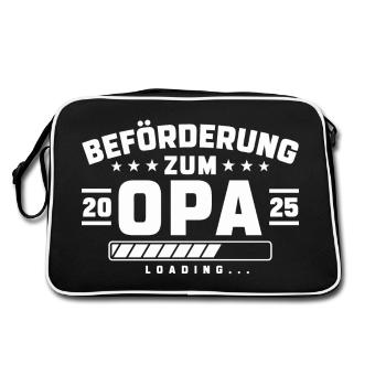 Beförderung zum Opa 2025 loading - Retro Tasche - Schwarz/Weiß - Hinten
