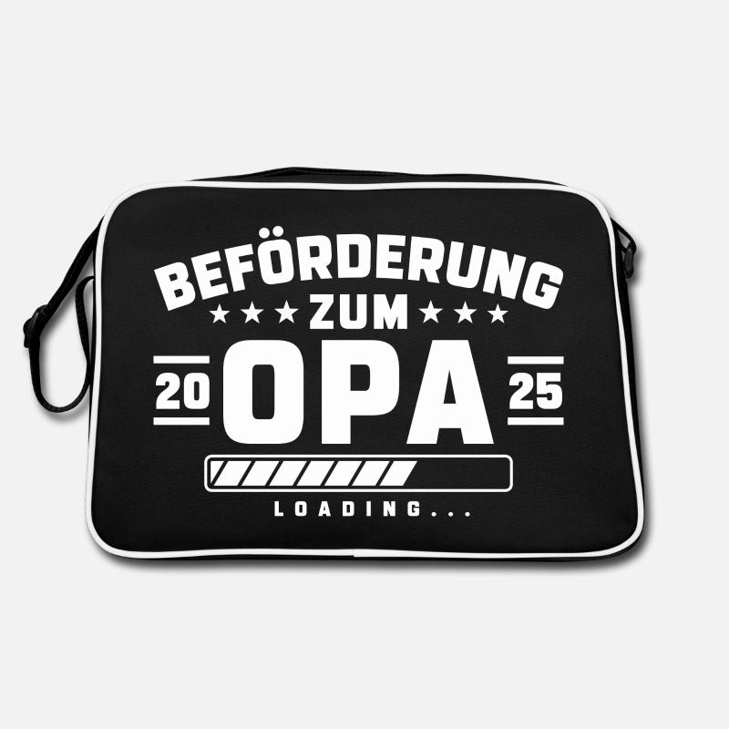 Beförderung zum Opa 2025 loading - Retro Tasche - Schwarz/Weiß