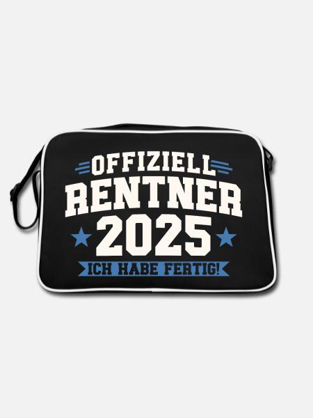 Rentner 2025 Ich habe fertig - Retro Tasche - Schwarz/Weiß - Hinten