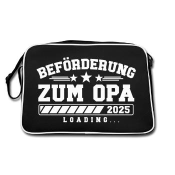 Beförderung zum Opa 2025 loading - Retro Tasche - Schwarz/Weiß - Hinten