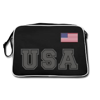ÉQUIPE Bannière du drapeau américain des États-Unis sur la police - Sac Retro - noir/blanc - Dos