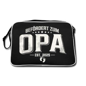 Befördert zum Opa 2025 - Retro Tasche - Schwarz/Weiß - Hinten