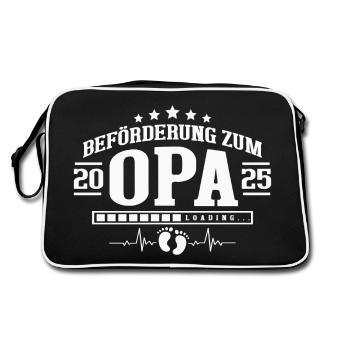 Beförderung zum Opa 2025 - Retro Tasche - Schwarz/Weiß - Hinten