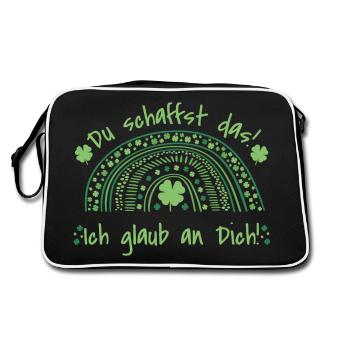 Du schaffst das - Ich glaub an dich - Mut machen - Retro Tasche - Schwarz/Weiß - Hinten
