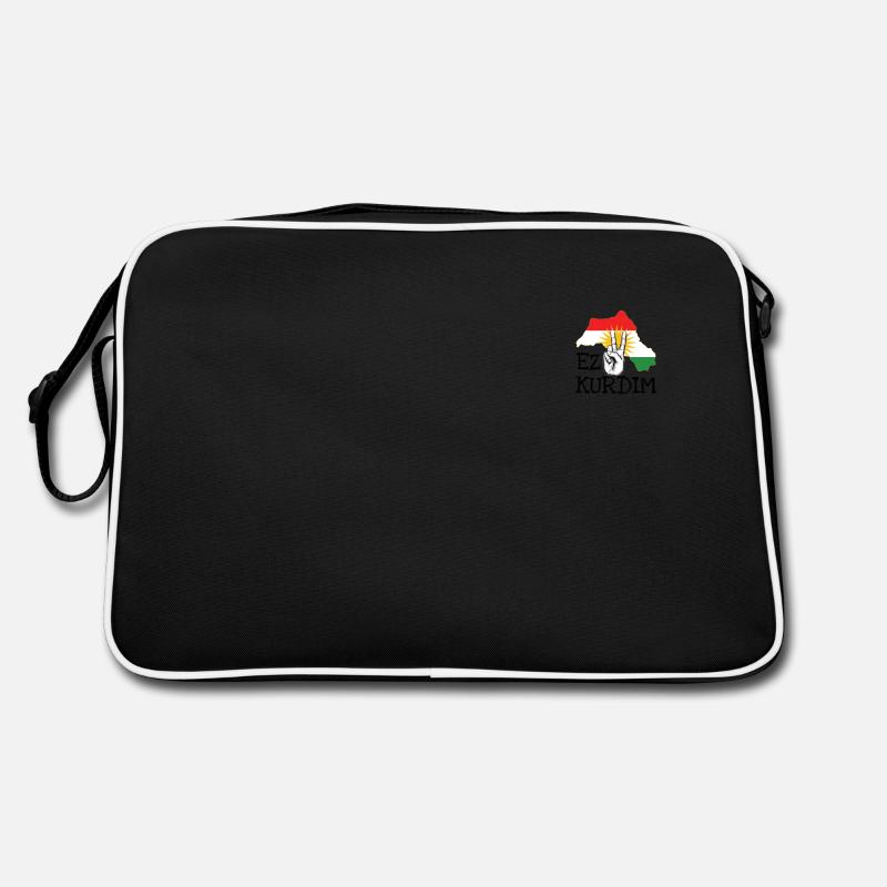 Kurdistan Herbji Vectory Geschenkidee - Retro Tasche - Schwarz/Weiß