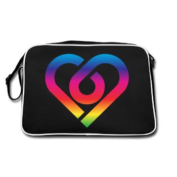 Rainbow Heart Homosexuality LGBT Love - Retro Bag - black/white - Back