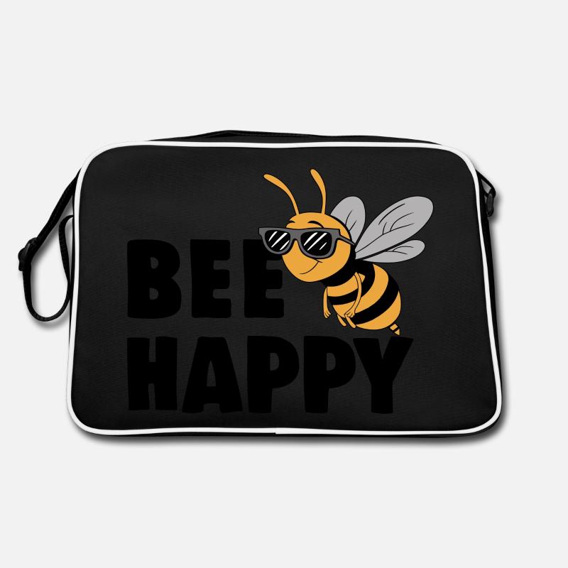 Drôle d’abeille avec le dicton Bee Happy Sac Retro