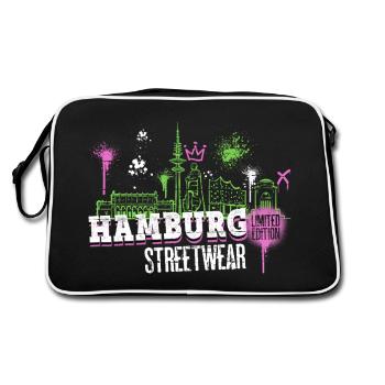 Hamburg Skyline City Germany Graffiti - Retro Bag - black/white - Back