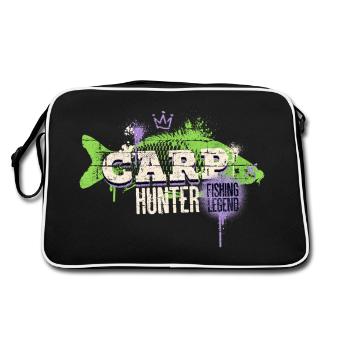 carpe carpe chasseur pêche pêcheur poisson graffiti - Sac Retro - noir/blanc - Dos