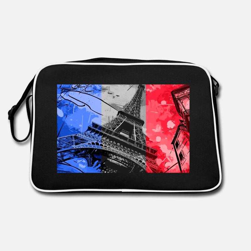 Paris Skyline Tour Eiffel France Drapeau Drapeau Sac Retro