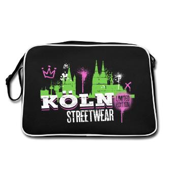 Cologne Skyline City Germany Cologne Graffiti - Retro Bag - black/white - Back