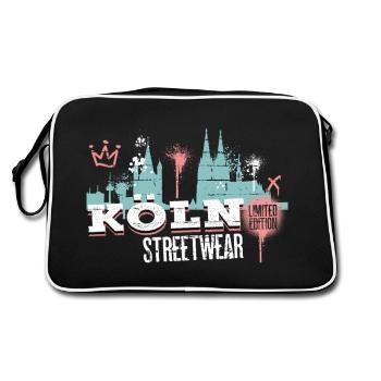 Cologne Skyline City Germany Cologne Graffiti - Retro Bag - black/white - Back