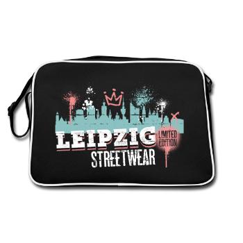 Leipzig Skyline City Germany Graffiti Art - Retro Bag - black/white - Back