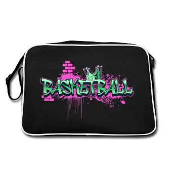 Basketball Graffiti Spray Sprayer Basketballer - Retro Tasche - Schwarz/Weiß - Hinten