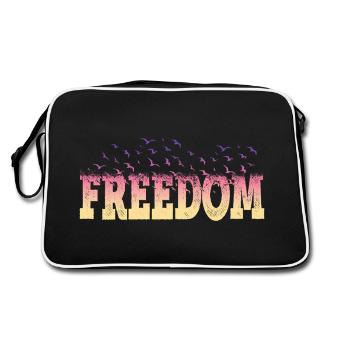 Freiheit Frieden Gerechtigkeit Toleranz Liebe - Retro Tasche - Schwarz/Weiß - Hinten