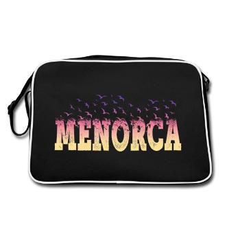 Minorque Été Plage Mer Palmiers Oiseaux Police - Sac Retro - noir/blanc - Dos