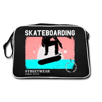 Skateboarding Skate Skater Skateboard Sk8 Vintage - Retro Tasche - Schwarz/Weiß - Hinten