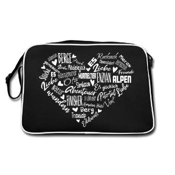 Alpenüberquerung E5 Herz Oberstdorf Meran - Retro Tasche - Schwarz/Weiß - Hinten