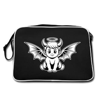 Ange Diable Bébé Enfant Halo Cornes Ailes - Sac Retro - noir/blanc - Dos