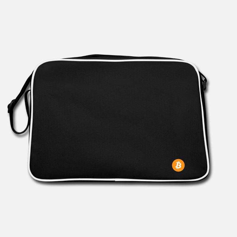 Minimalistisches Bitcoin-Logo - Retro Tasche - Schwarz/Weiß