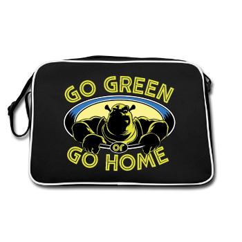 Shrek Design With Quote Go Green Or Go Home - Retro Bag - black/white - Back