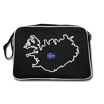 Islande - Contour de l’île (blanc) - Sac Retro - noir/blanc - Dos