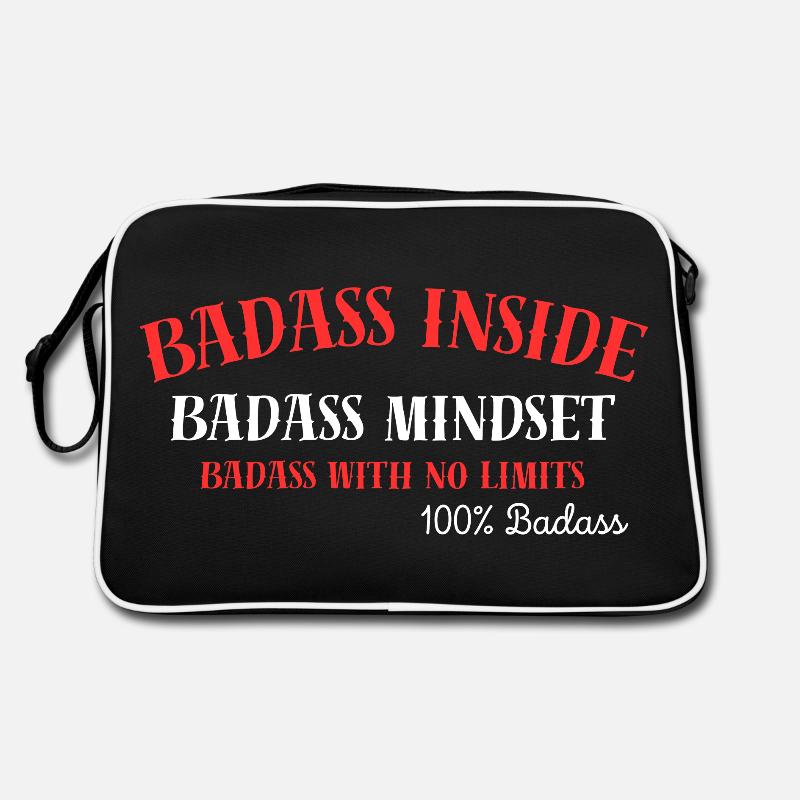 100% Badass,Badass Inside - Retro Bag - black/white