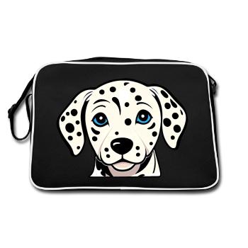 Süßer Dalmatiner Welpe -Schwarz/Weiß Design - Retro Tasche - Schwarz/Weiß - Hinten