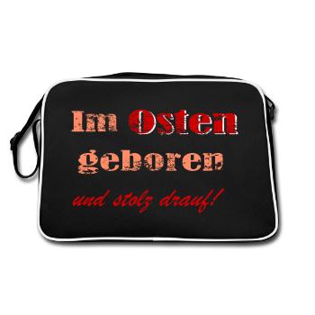 Im Osten geboren - Retro Tasche - Schwarz/Weiß - Hinten