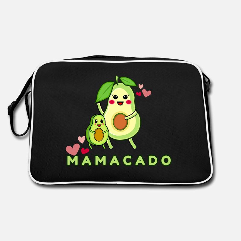 Lustiger Spruch Mamacado Avocado - Retro Tasche - Schwarz/Weiß
