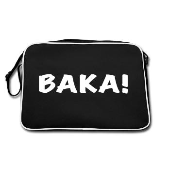 Anime Quote Baka! - Anime Shirt - Retro Bag - black/white - Back