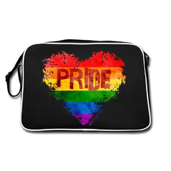Arc-en-ciel Coeur Fierté LGBTQ Coloré Amour Gay - Sac Retro - noir/blanc - Dos